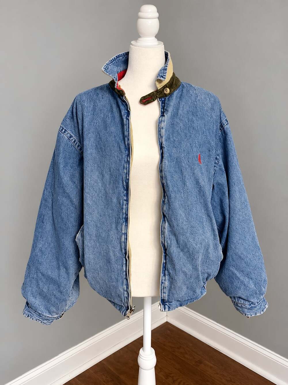Vintage Nautica Reversible Denim Corduroy Bomber Jacket 90s Y2K